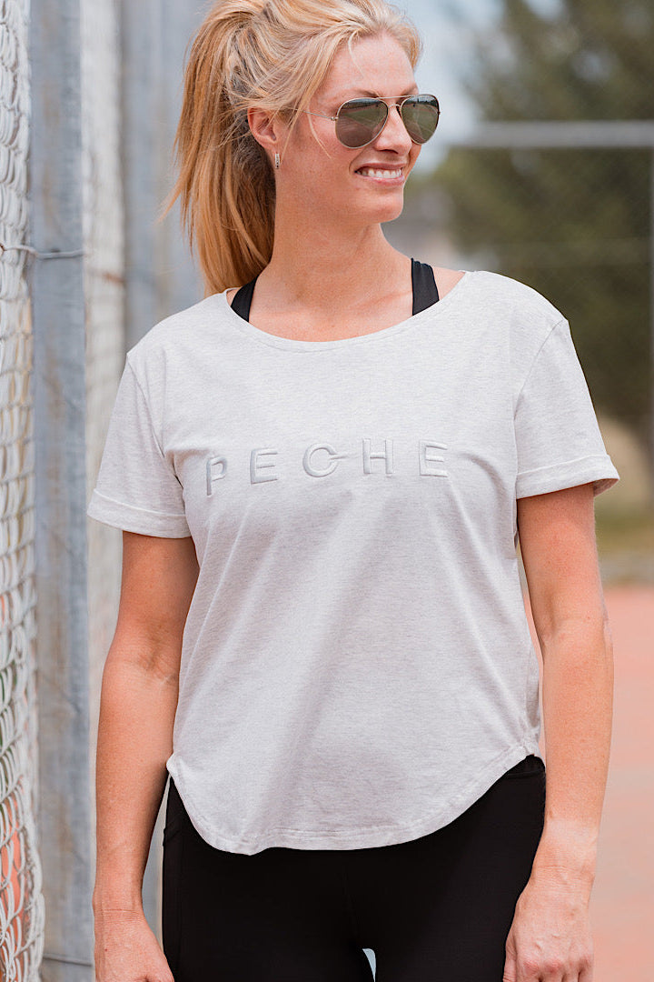 Perky Scoop Hem T-Shirt - Grey Marle