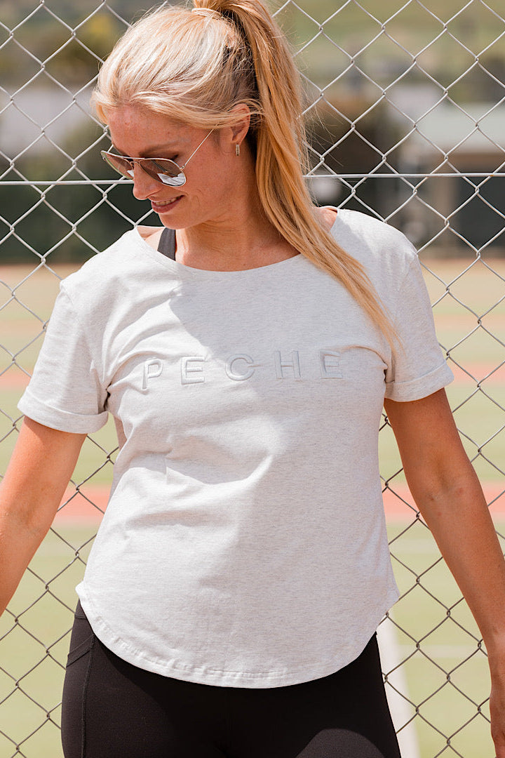 Perky Scoop Hem T-Shirt - Grey Marle