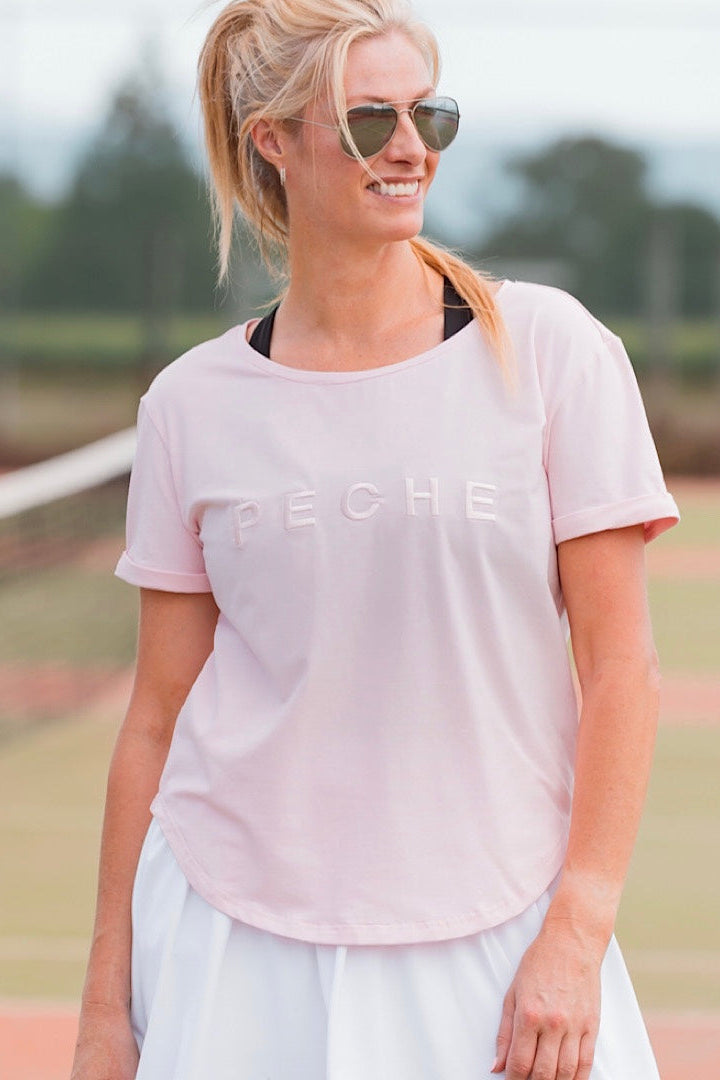 Perky Scoop Hem T-Shirt - Powdered Pink