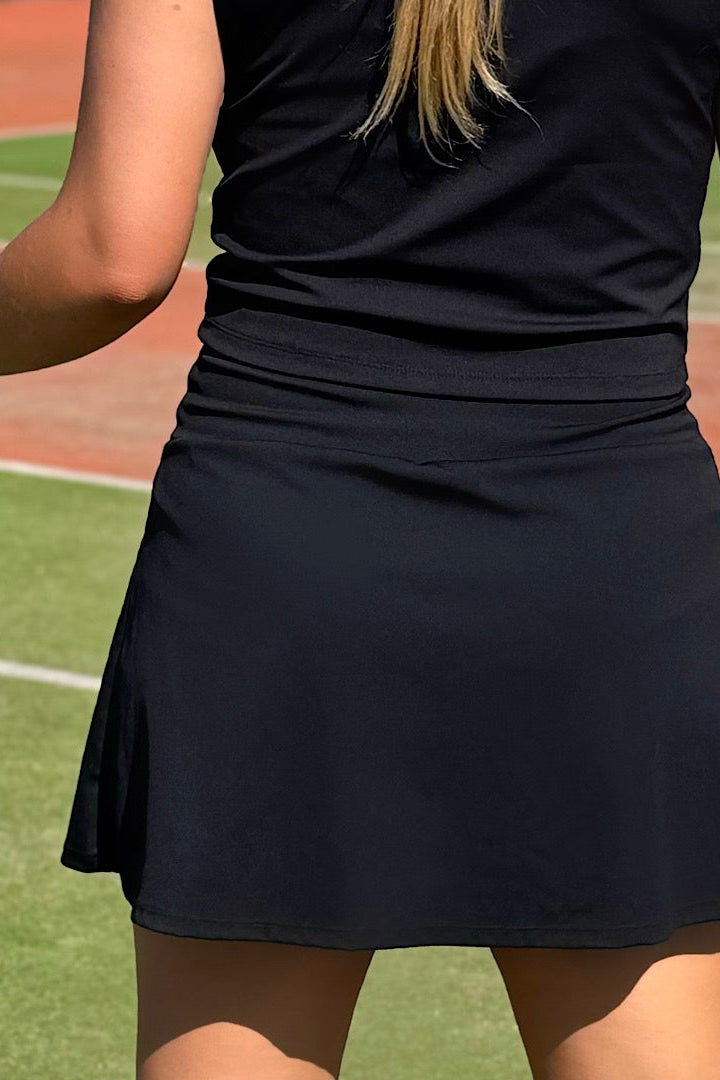 Perkypeche Black Tennis Skort