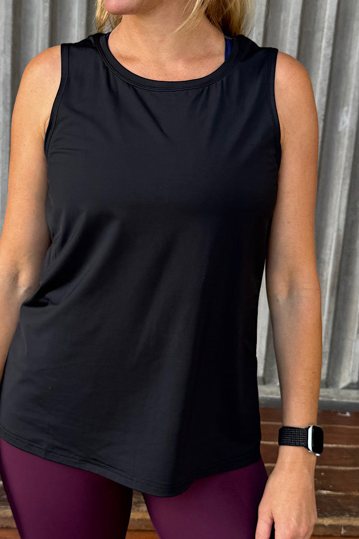 Cool Tie Back Tank - Black