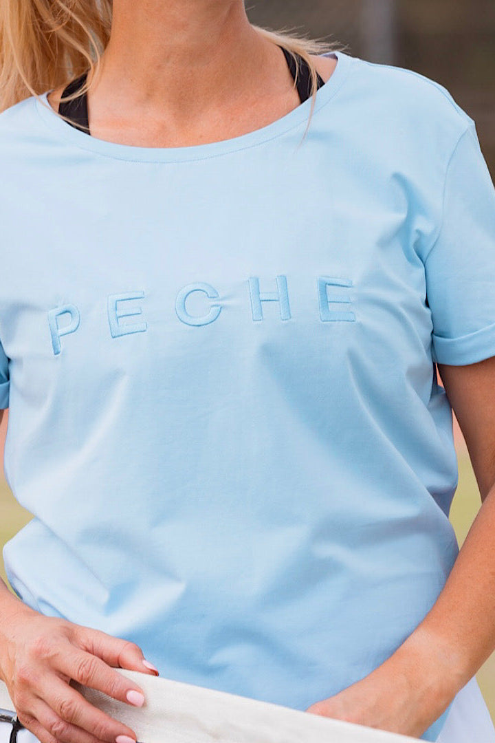 Perky Scoop Hem T-Shirt - Cornflour Blue