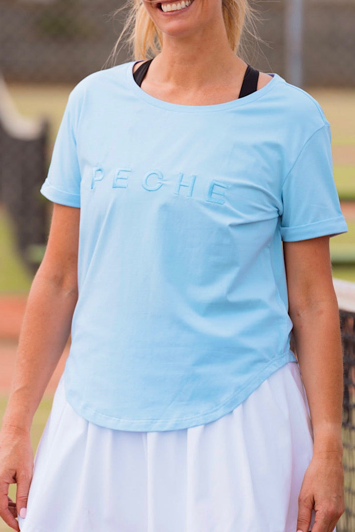 Perky Scoop Hem T-Shirt - Cornflour Blue