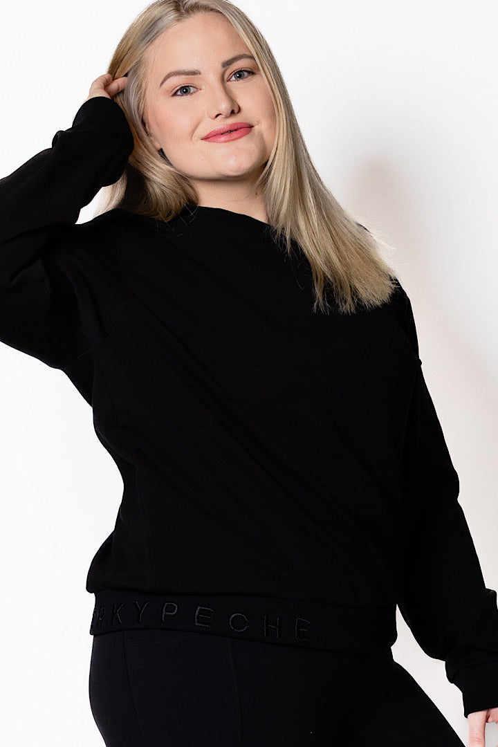 Mary Claire Cotton/ Wool-Blend Sweater Black