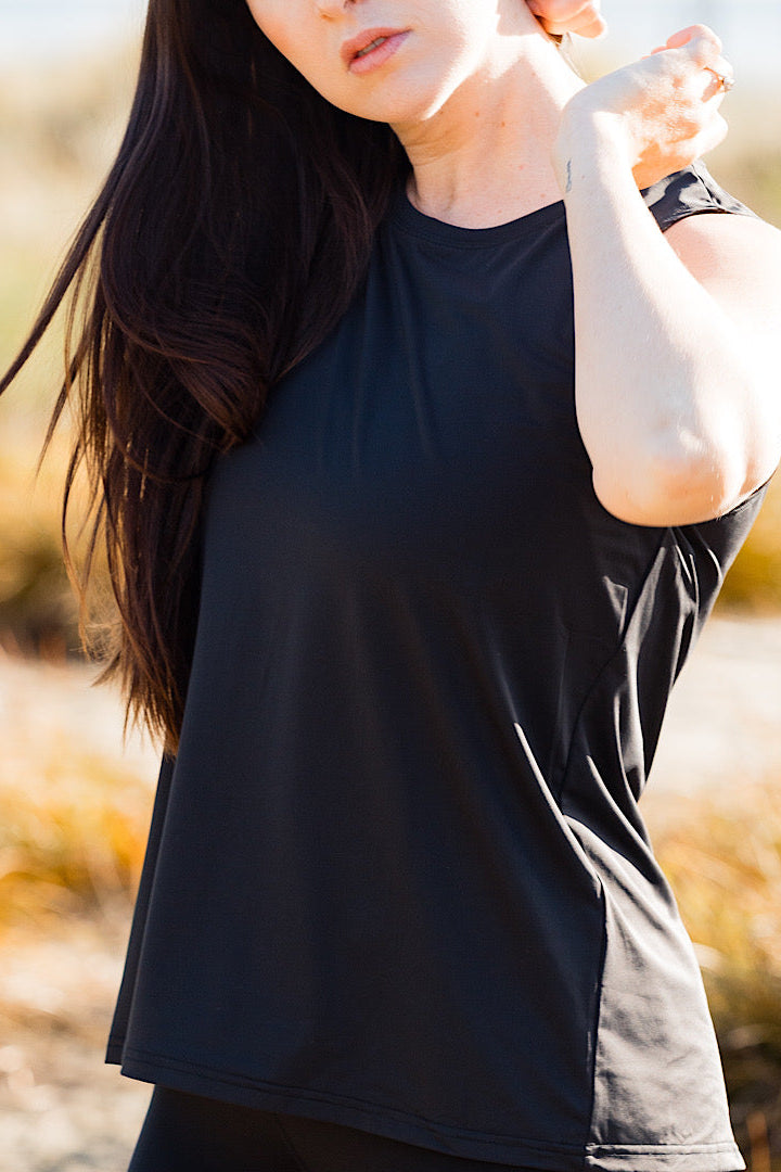 Cool Tie Back Tank - Black
