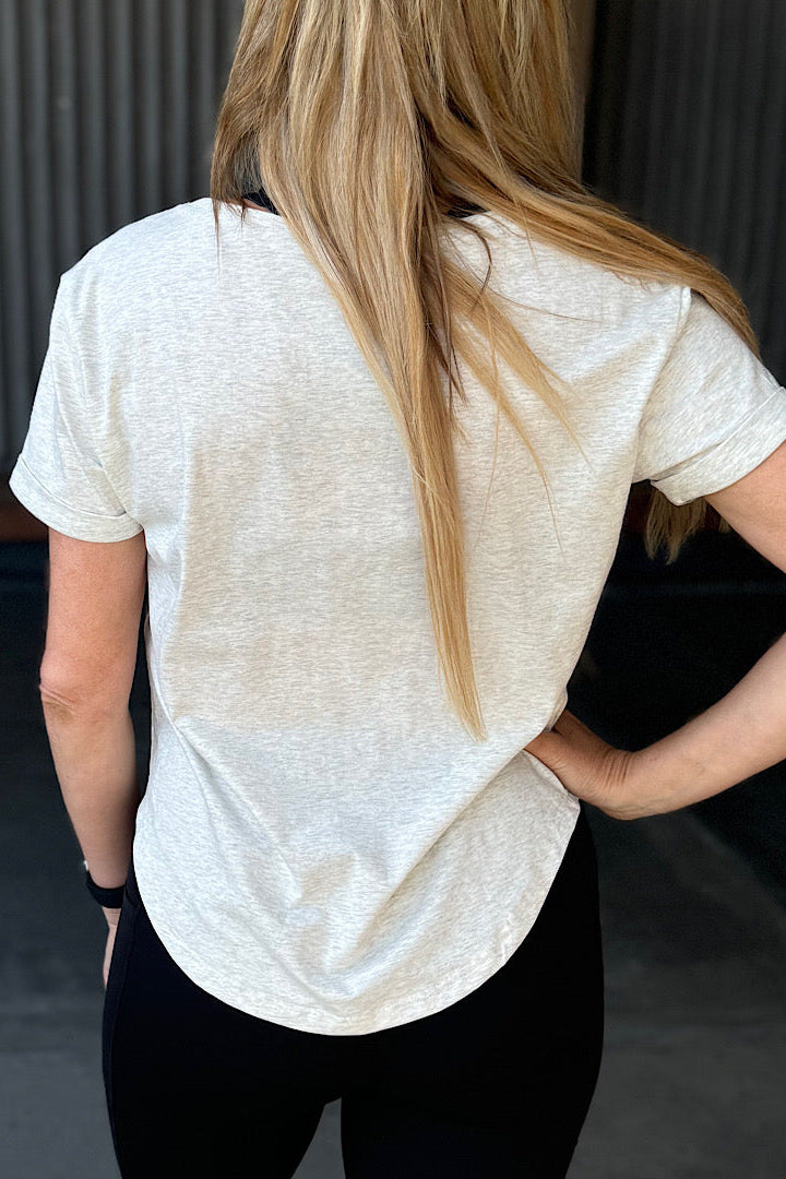 Perky Scoop Hem T-Shirt - Grey Marle