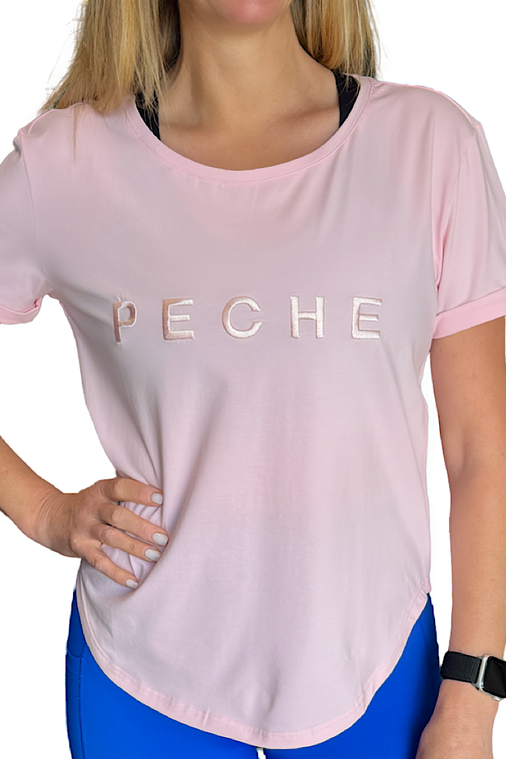 Perky Scoop Hem T-Shirt - Powdered Pink