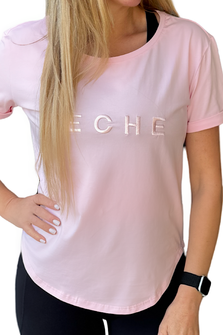 Perky Scoop Hem T-Shirt - Powdered Pink
