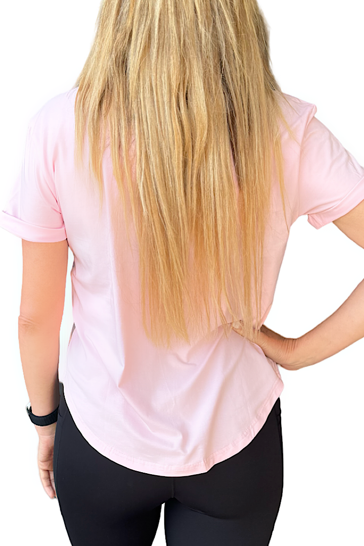 Perky Scoop Hem T-Shirt - Powdered Pink