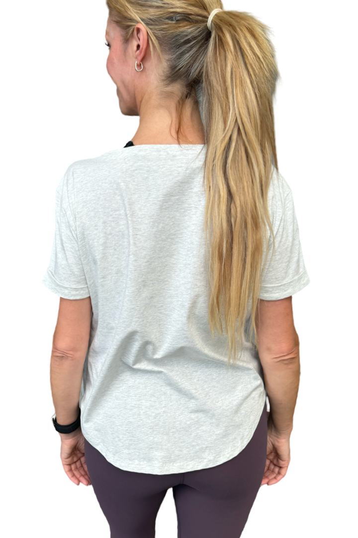 Perky Scoop Hem T-Shirt - Grey Marle