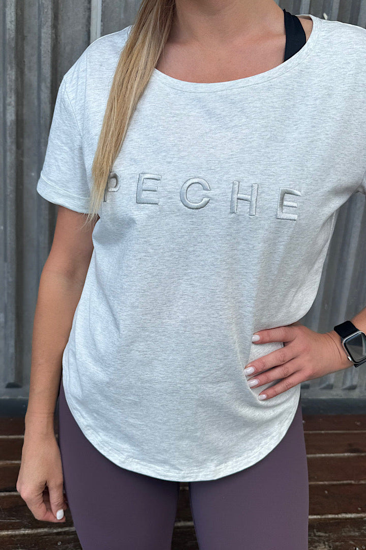 Perky Scoop Hem T-Shirt - Grey Marle