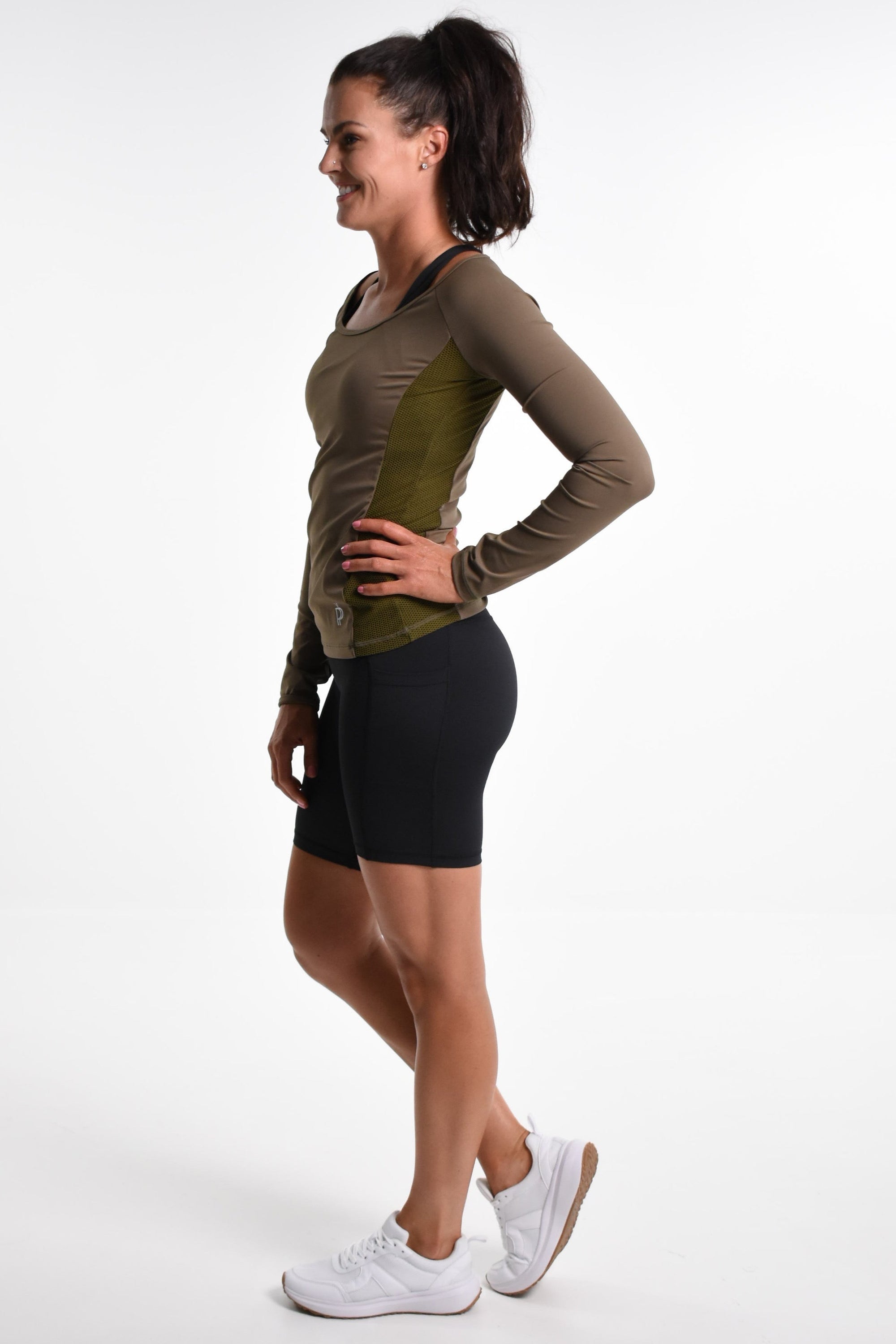 Scarlett long Sleeve Active Top - Khaki
