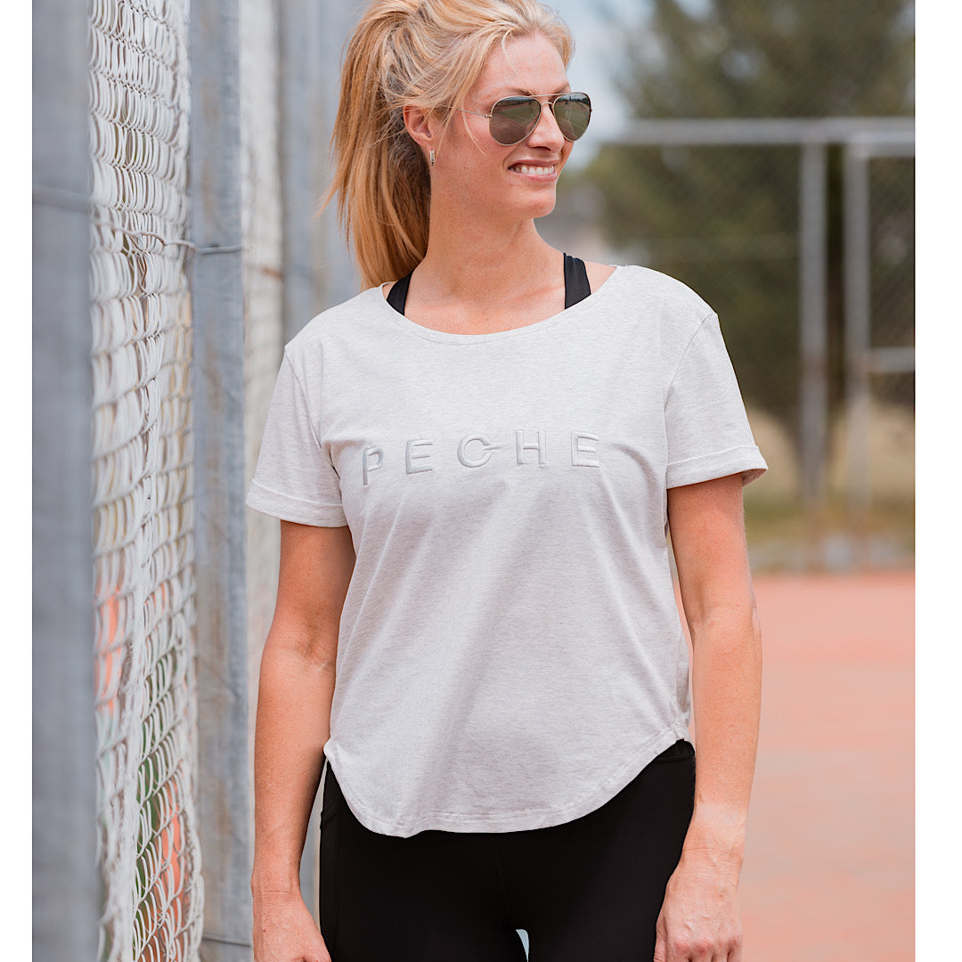 Perky Scoop Hem T-Shirt - Grey Marle