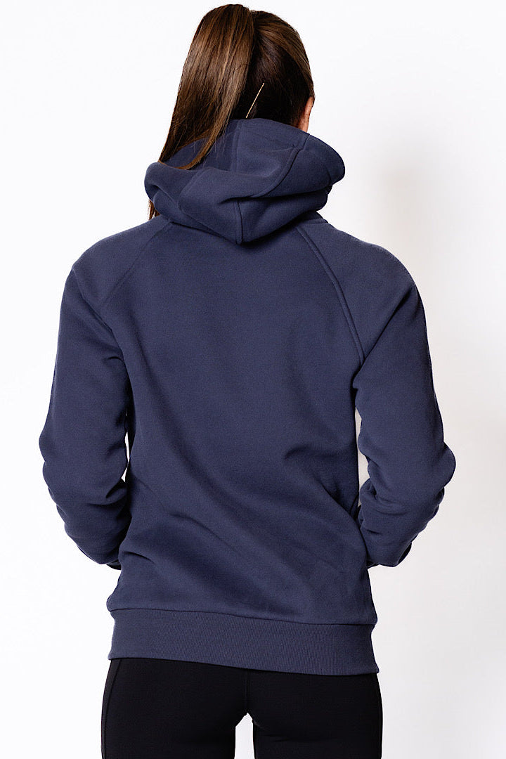 Cozy Zip Fleece Hoodie - Navy Denim
