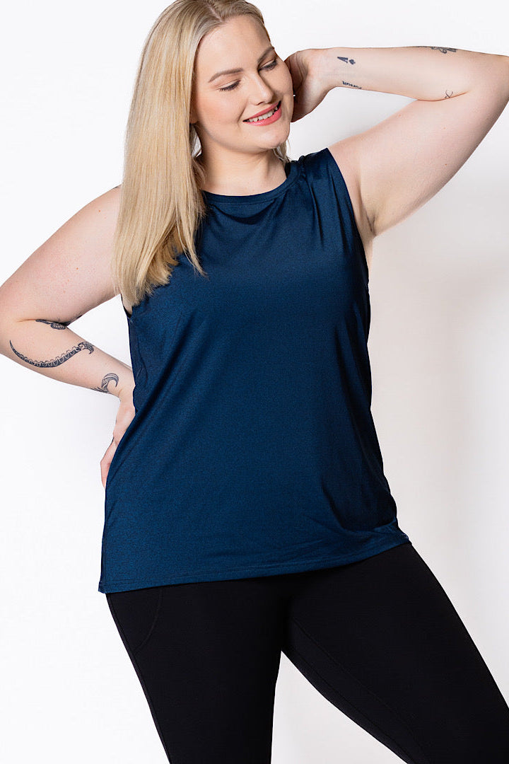 Cool Tie Back Tank - Sea Blue