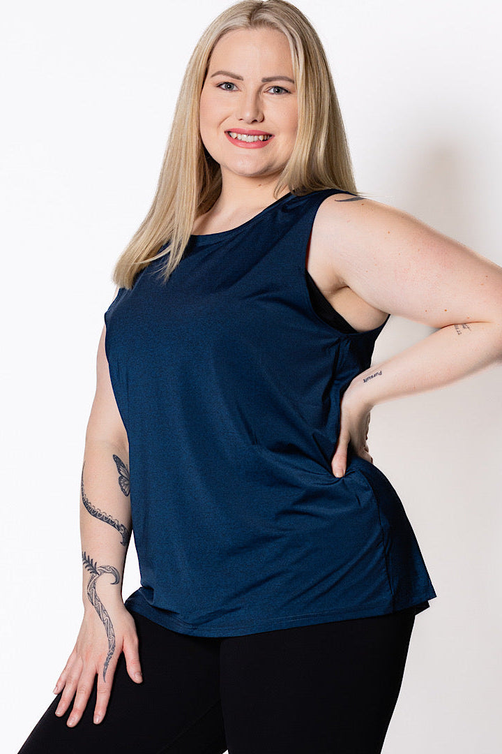 Cool Tie Back Tank - Sea Blue