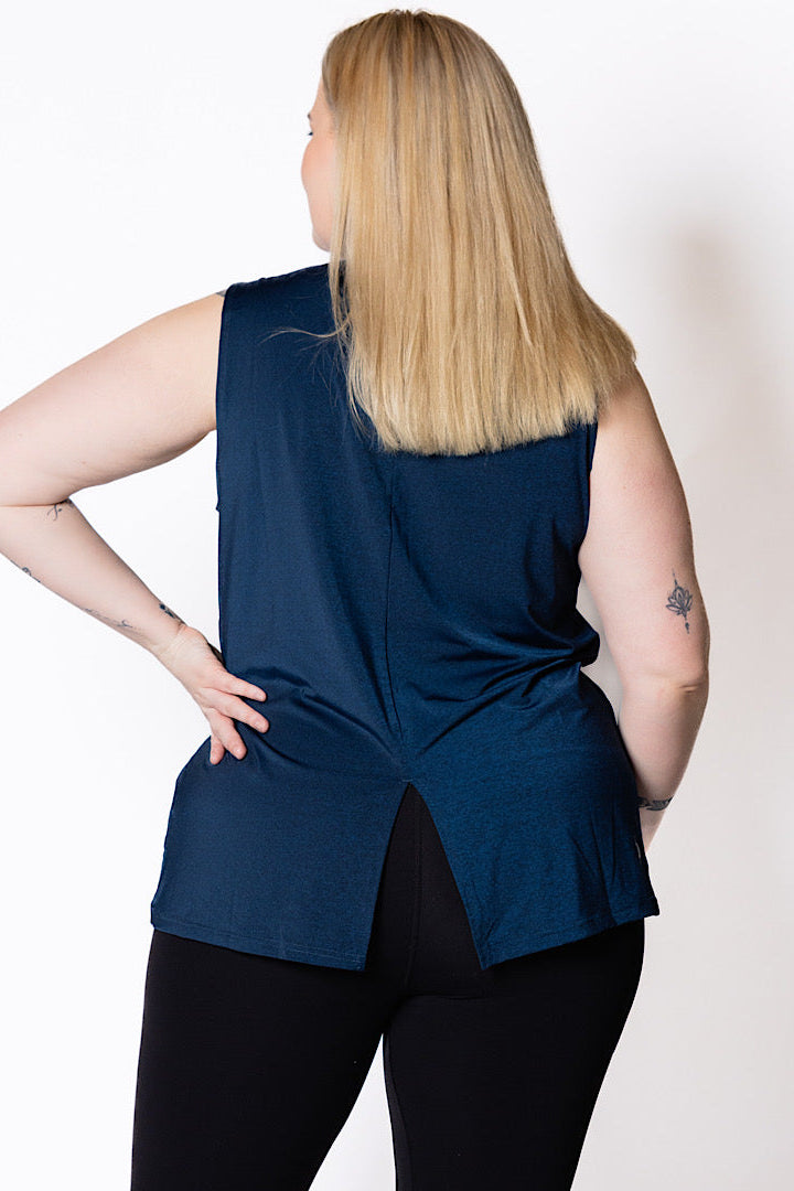 Cool Tie Back Tank - Sea Blue
