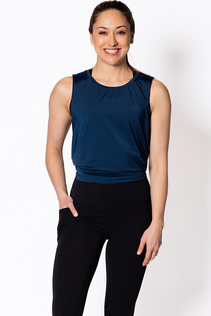Cool Tie Back Tank - Sea Blue