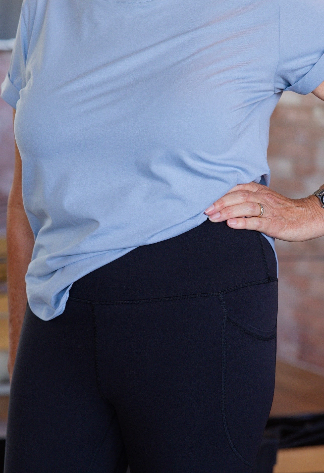 Alexis 7/8 No-Roll Down Band Legging, Black