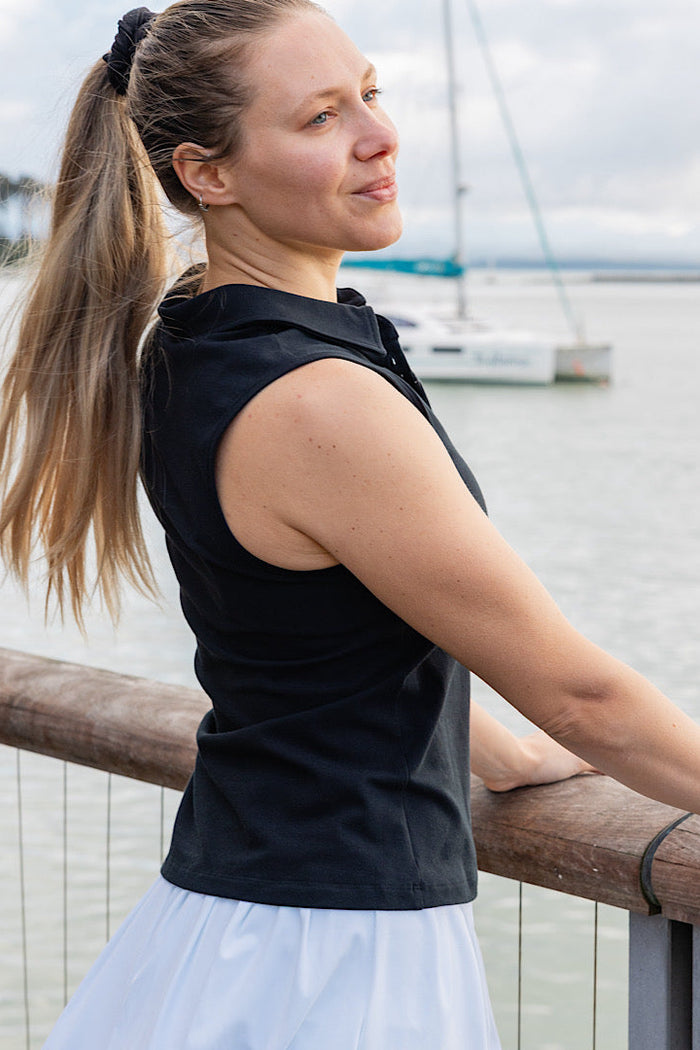 Sleeveless Polo Top