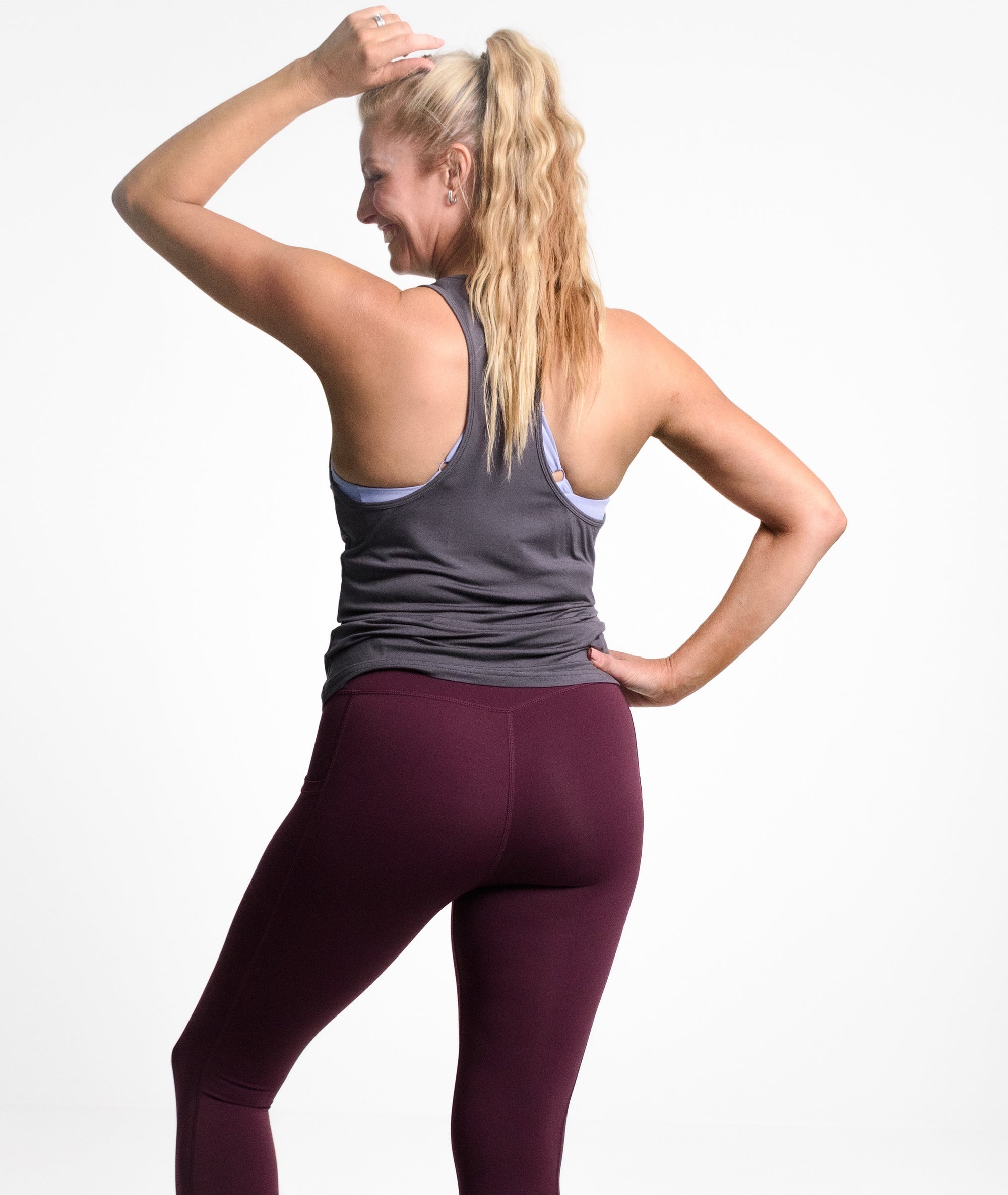 Lux Bamboo Drape Singlet - Charcoal